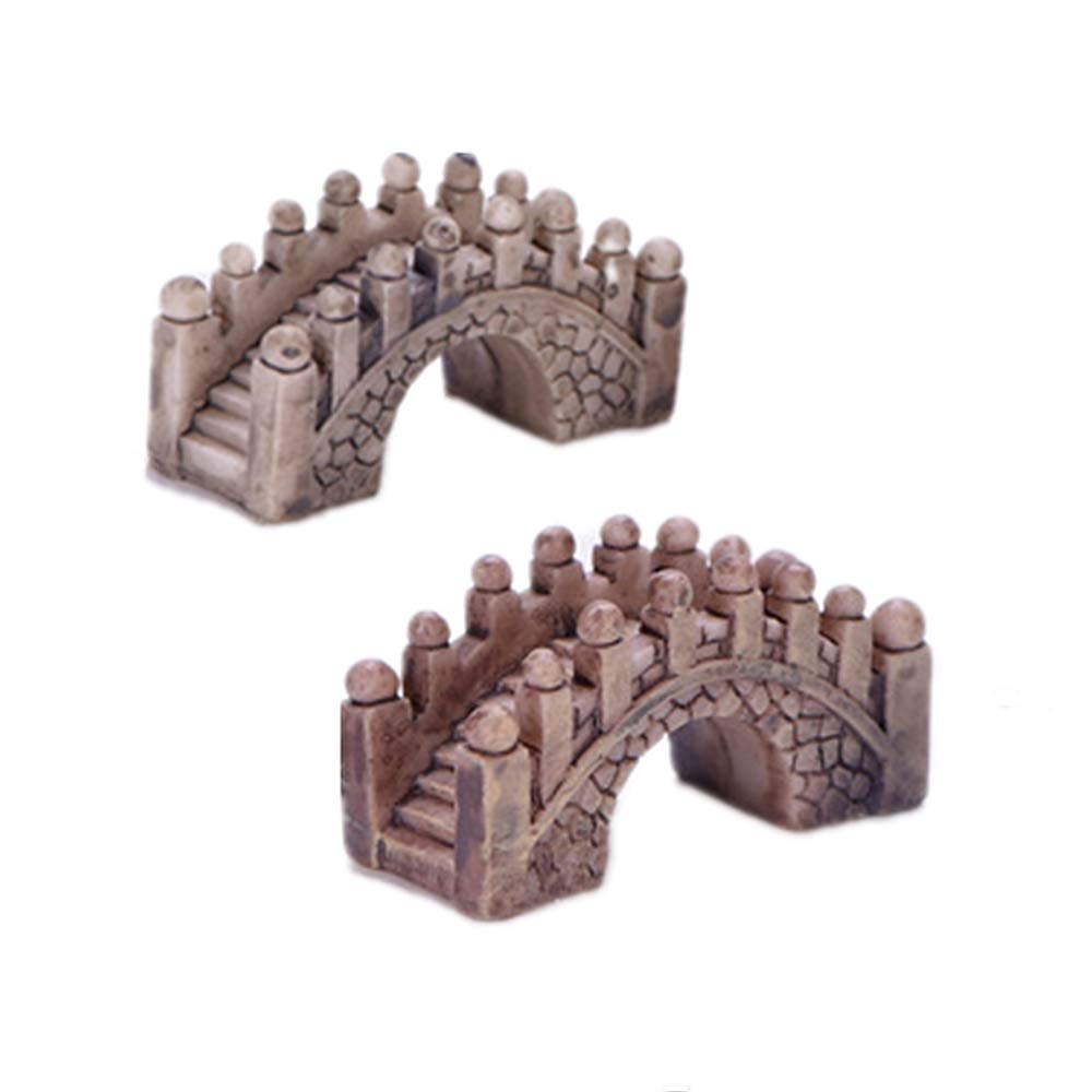 2 Pcs Vintage Resin Arch Bridge Mini Garden Bridge Miniature Bridge for Micro Landscapes Aquarium Garden Terrarium Decor