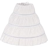 Kumeng Girls' 3 Hoops Petticoat Full Slip Flower Girl Crinoline Skirt (White,7-13 Years)
