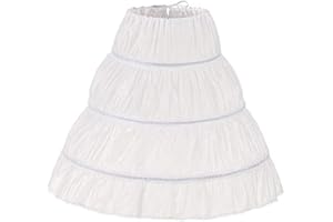 Kumeng Girls' 3 Hoops Petticoat Full Slip Flower Girl Crinoline Skirt, White, 7-13 Years