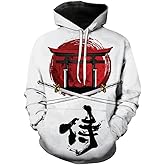 Hisayhe Men's Japanese Samurai Hooded Pullover 3D Printing Hoodie Sweatshirt