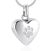 zeqingjw Pet Cremation Jewelry for Ashes Pendant Paw Print Pet Heart Urn Necklace Memorial Keepsake Jewelry for Pet/Dog's/Cat's Ashes