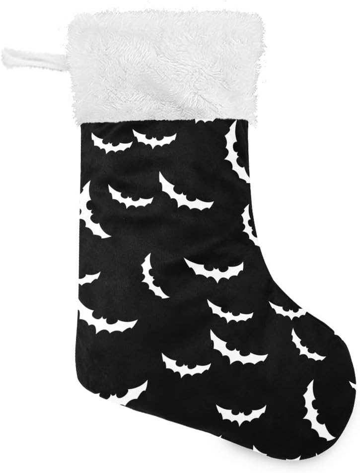 Stockings & Holders - Christmas Stockings with Bats Halloween Goth Print Xmas Stockings Ornament Gifts for Family Holiday Party Decor 1pcs