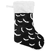 Christmas Stockings with Bats Halloween Goth Print Xmas Stockings Ornament Gifts for Family Holiday Party Decor 1pcs