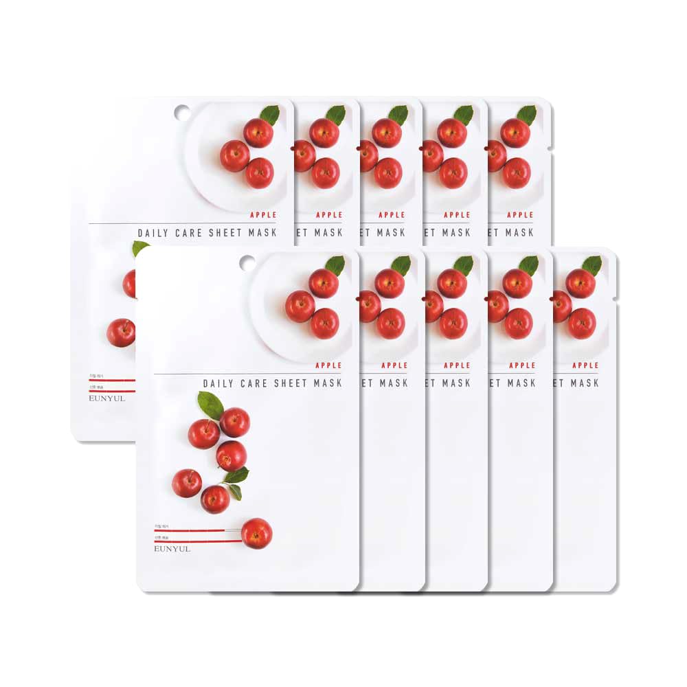 EUNYUL [Pack of 10] Daily Care Facial Sheet Mask Pack Apple 10pcs Korean Skincare Facial Mask Pack
