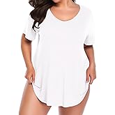 BELAROI Women Plus Size V-Neck Tunic Tops Loose T Shirt with Pocket