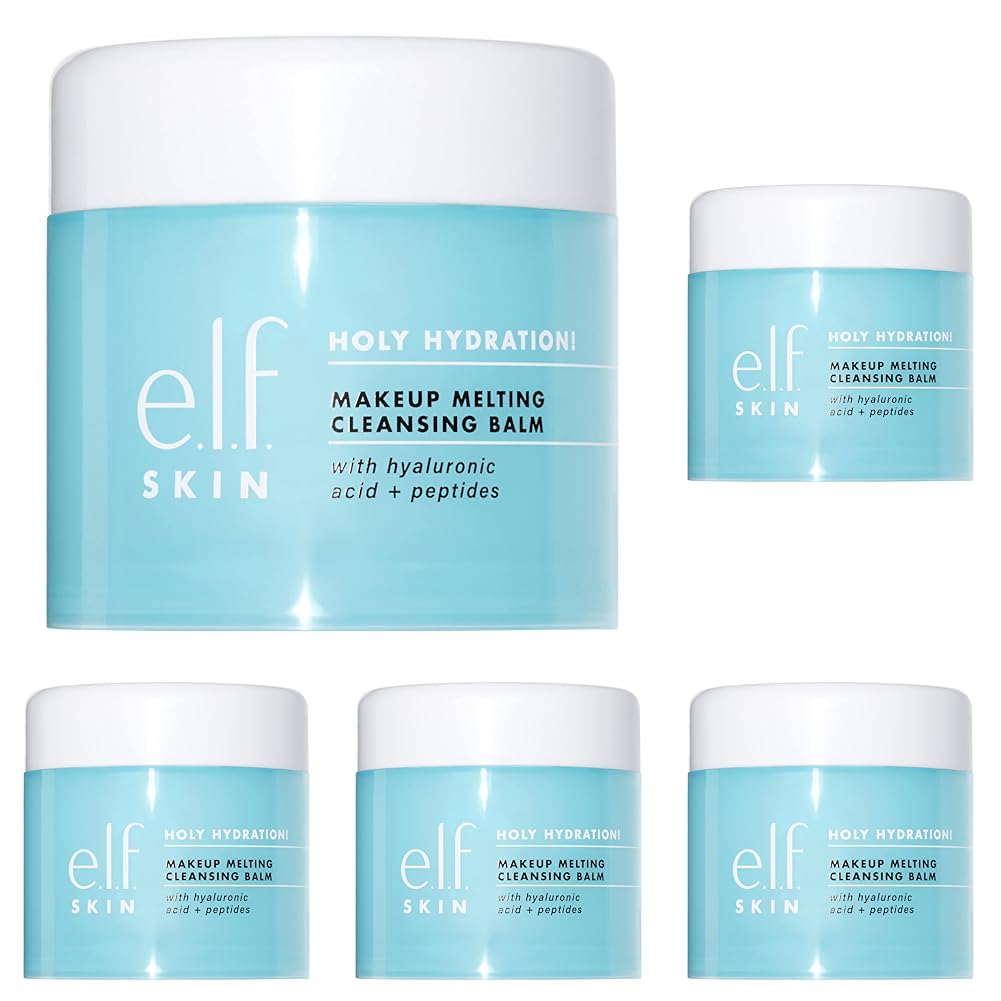 e.l.f. SKIN Holy Hydration! Makeup Melting Cleansing Balm, Face Cleanser & Makeup Remover, Infused with Hyaluronic Acid to Hydrate Skin (Pack of 5)