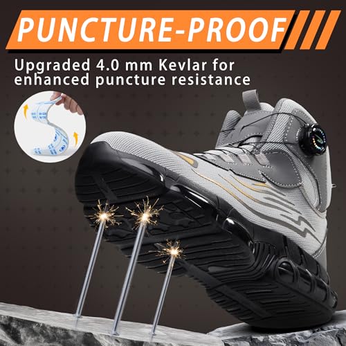 COOU Safety Boots for Men Women Lightweight Safety Shoes with Breathable Steel Toe Comfortable Non-Slip Work Boots