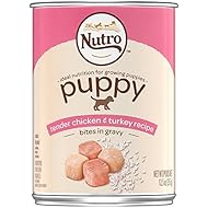 NUTRO Large Breed PUPPY Tender Chicken & Turkey Recipe Bites in Gravy Canned Dog Food 12.5 Ounces (Pack of 12)