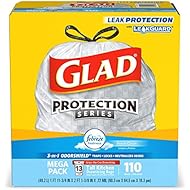 Glad Tall Kitchen Drawstring Trash Bags - OdorShield 13 Gallon White Trash Bag, Febreze Fresh Clean