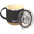 Asobu Ultimate Stainless Steel Ceramic Inner Coating Coffee Mug With Double Walled Copper Lining Insulation, 12 Ounces -(Wood
