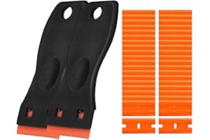 SRXAMZUS Plastic Razor Blades Scraper, 2PCS Plastic Scraper 40PCS Blades, Putty Knife Scratch-proof, Car Glass Windows Tile Desktop Cleaning Tool, for Glue Labels Stickers Decals