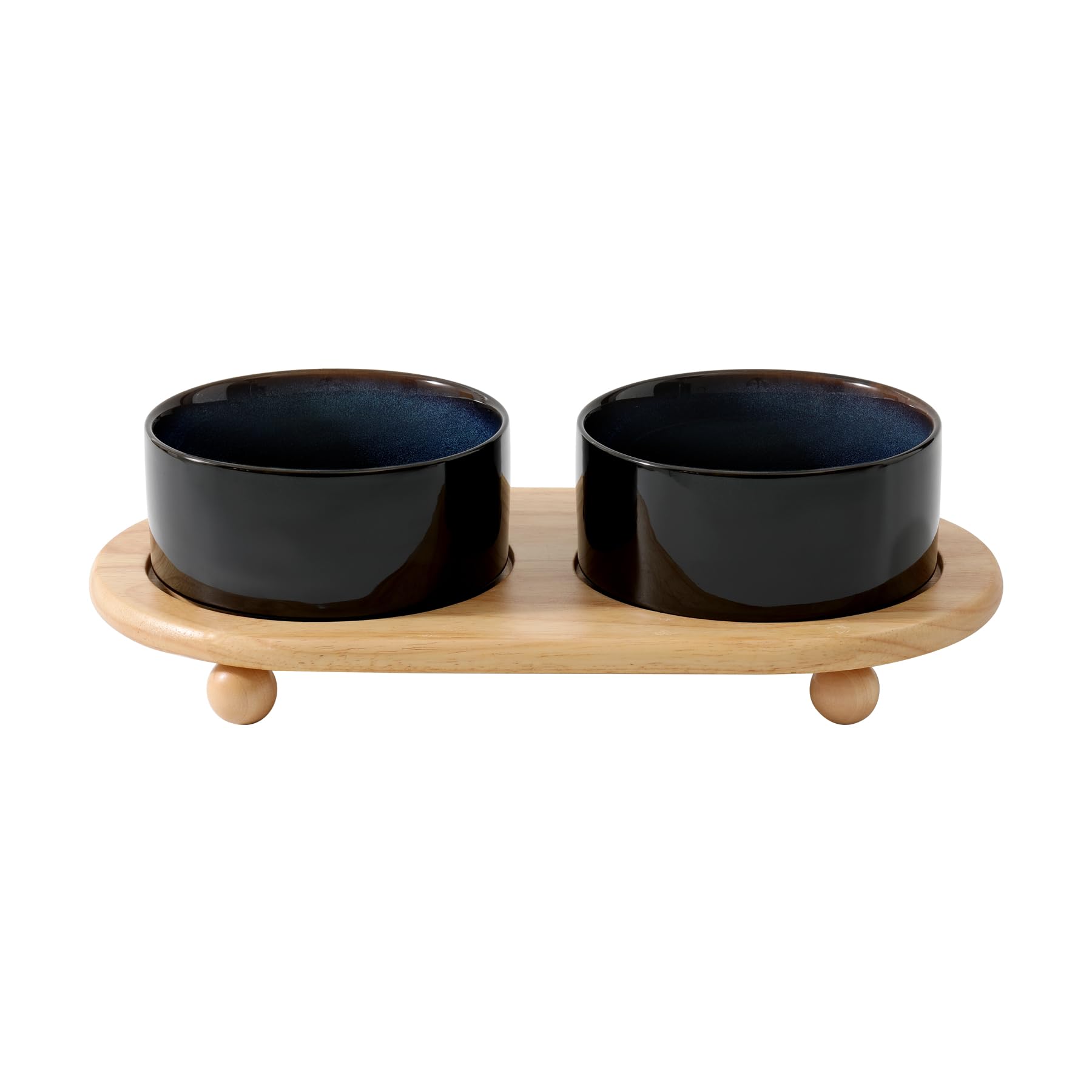 Photo 1 of Havniva Ceramic Elevated Dog Bowls, Food and Water Bowls for Dogs, Puppy, Raised Dog Dish, Pet Feeder(6inch, 2 x Starry Sky + Stand)