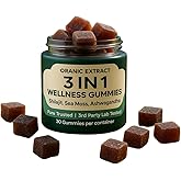 ORANIC EXTRACT 3IN1 Shilajit Wellness Gummies, Ashwagandha, Sea Moss, Energy & Immune Support for Man & Women, Trace Mineral & Fulvic Acid Rich, Organic, Vegan, Non-GMO, 30 Gummies