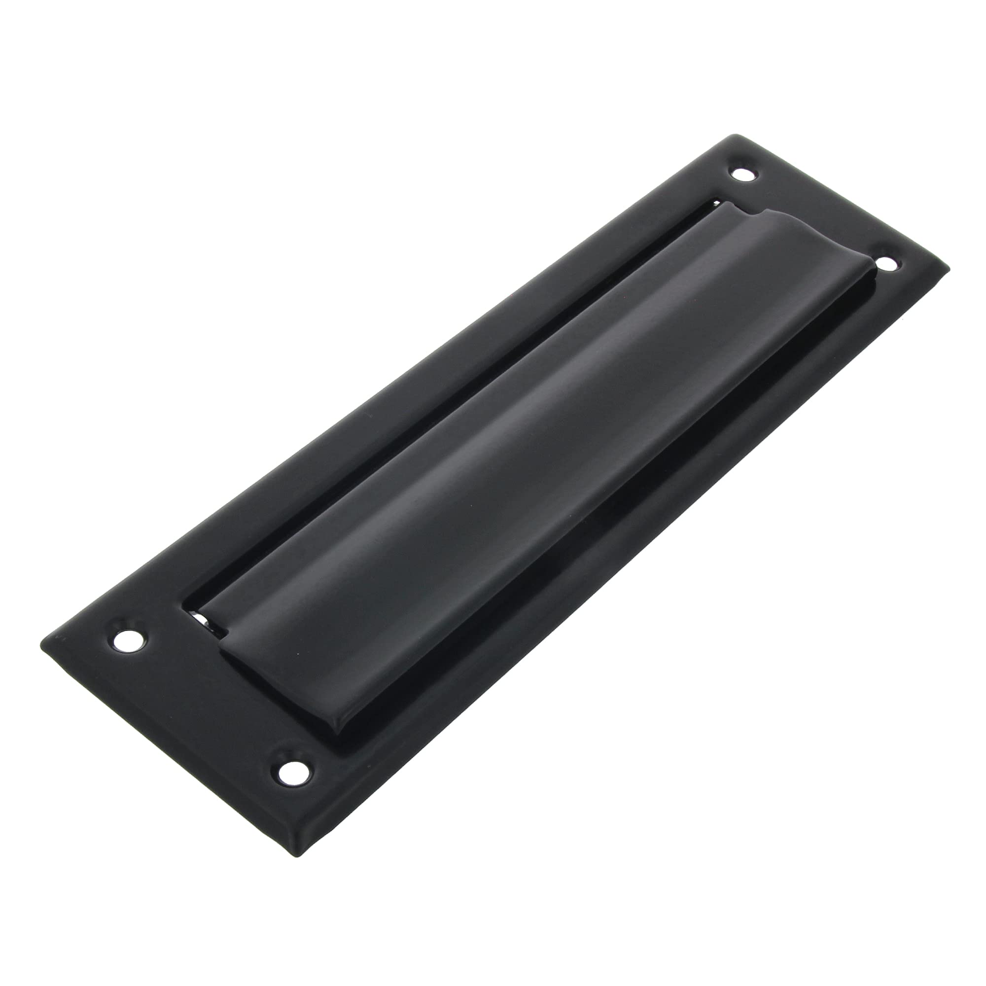 Amig - Mail Slot Black Mod. 1 - Flap for Walls or Doors - Letter Collector with Steel Cover - 254 x 78 mm - Slot Size: 198 x 48 mm - Matte Black - Letter Slot