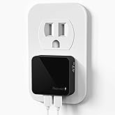 Nekmit Flat USB C Wall Charger, 47W Dual Ports USB C Charger Block, PPS Fast Charging Wall Plug for iPhone 15/15 Pro/15 Pro Max, Galaxy, MacBook Air, iPad, AirPods and More (Black)