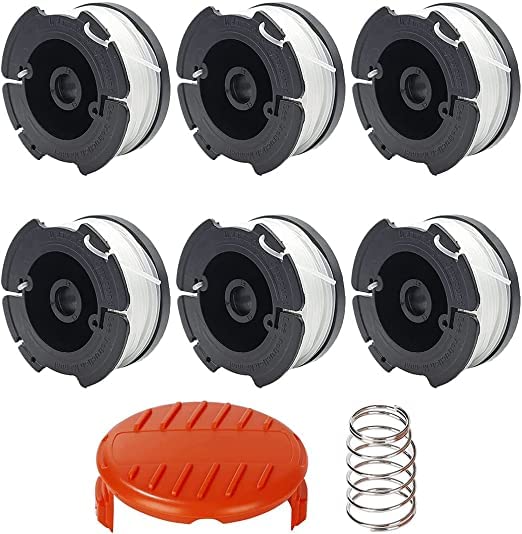 A6481 A6485 Black and Decker Strimmer Spools Set of 6 Spools, 1 Cover and 1 Spring