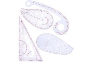 4PCS Fashion Clear Metric Sewing Ruler Set, French Curve Pattern Making Ruler Kit for Beginners Tailors Designers