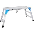 Aparecium Work Platform Height Adjustable, Portable Step Stool Ladder, Folding Aluminum Step Ladder, Type 1A, Heavy Duty 330 Lbs Rated, for Washing Vehicles, Cleaning Windows, DIY, Maintenance Work