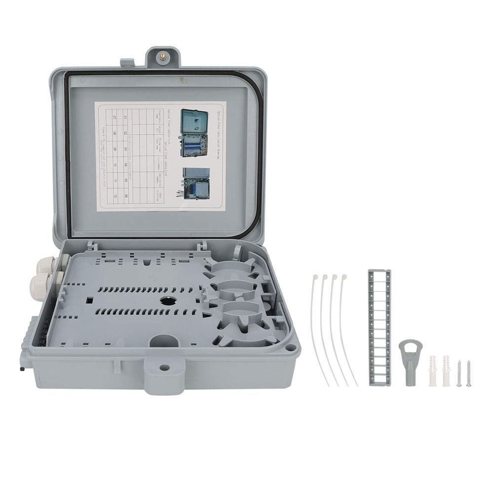 TICFOX Fiber Optic Distribution Box, SC/FC/PLC Connectors 12-Core FTTH Fiber Optic Termination Splitter Box IP65 Optical Terminal Enclosure for Indoor and Outdoor Electrics