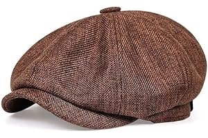 KILSEL Linen Men's Newsboy Flat Cap .8 Panel Ivy Cabbie Hat,Breathable Summer Gatsby Ivy Irish Fishing Hats，Paperboy Hats for Men