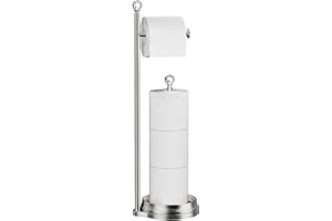 Kasunto Toilet Paper Holder for Bathroom, Heavy Weighted Metal Free Standing Toilet Paper Holder Stand with Crystal Ball, Toi
