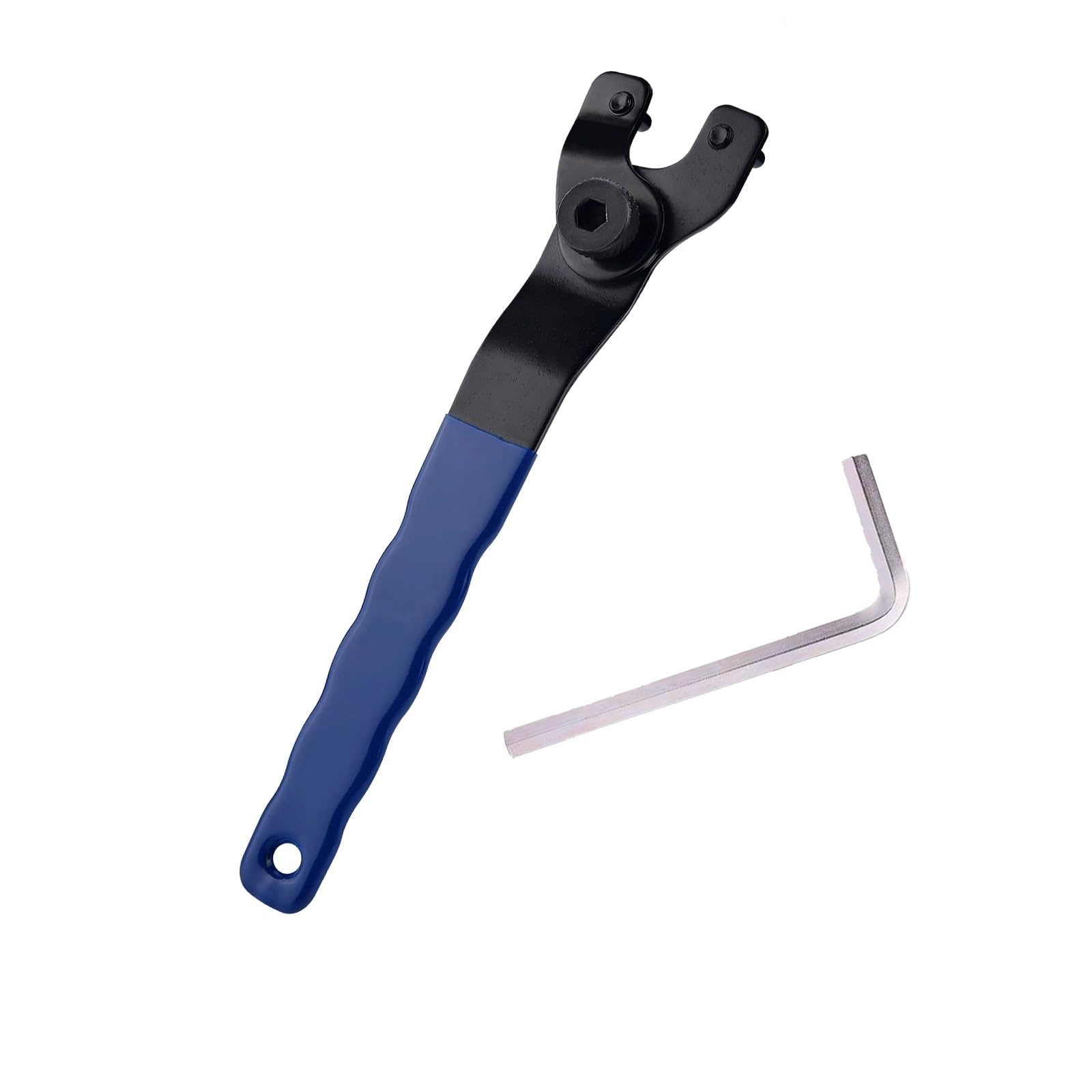 uncakil Adjustable Angle Grinder Spanner Wrench Universal Tool Small Pin Spanner,Locknut Wrench,Pocket Door Suitable for 4 ",5", 6 ",7" and 9" Electric Angle Grinders(Blue,Including One Hex Key)