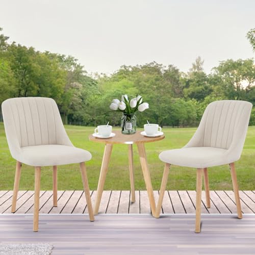 Garvee Dining Chairs Set of 2 - Modern Upholstered Kitchen Chairs with Ergonomic Backrest, 300Lbs Capacity & Oak Wood Legs for Dining Room, Home, Restaurant