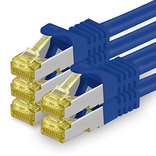 1aTTack.de CAT 7 LAN Kabel 10m 10Gbps Netzwerkkabel S/FTP (5 Stück Blau)