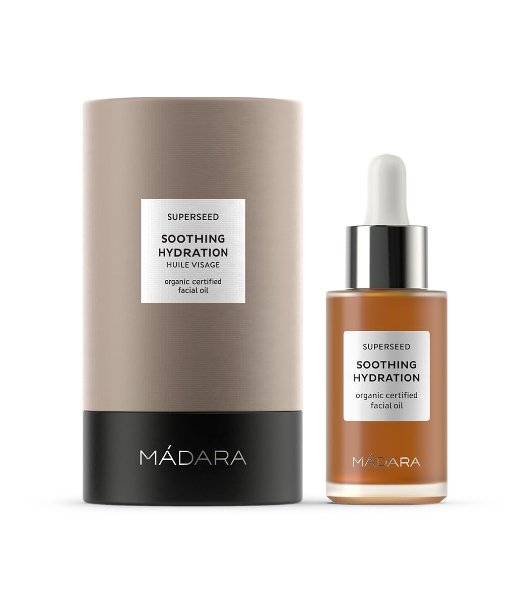 MADARA Organic Skin Care SUPERSEED Soothing Hydration Facial Oil – Calming & Hydrating Oil for Dry, Stressed & Sensitive Skin, 30ml