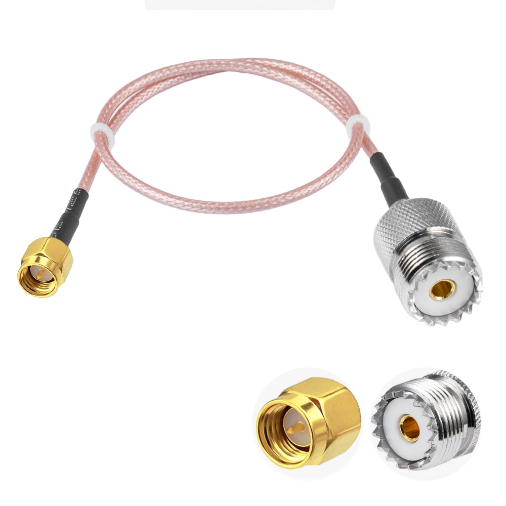 Vecys SMA Male to UHF Female RF Coaxial Coax Cable SMA Male to SO-239 Pigtail RG316 12"/30CM for SDR UV-5R Series Handheld CB Radio Two Way Radio, Walkie Talkie