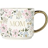 Sweet Water Decor Mug for Mom, 14oz Fine Bone China Cup with Gold Handle & Rim for Tea & Coffee Drinks, Gift Idea for Mother's Day, Mom's Birthday & Christmas, Cute Vintage Floral Design