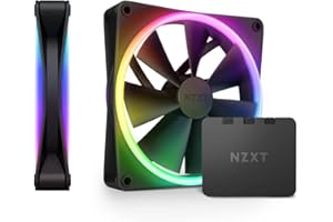 NZXT F140 RGB Duo Twin Pack - 2 x 140mm Dual-Sided RGB Fans with RGB Controller – 20 Individually Addressable LEDs – Balanced Airflow and Static Pressure – Fluid Dynamic Bearing – PWM – Black