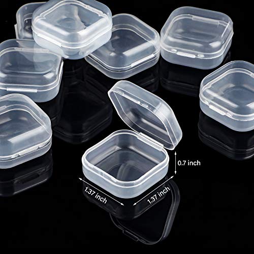 SATINIOR 12 Pack Clear Plastic Beads Storage Containers Box with Hinged Lid for Beads and More