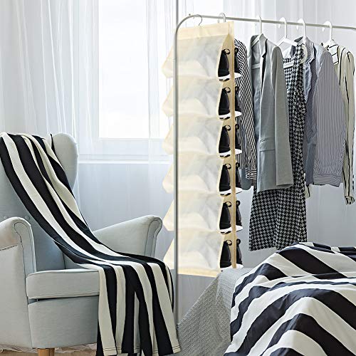 BigOtters Hanging Shoe Organizer, 12 Pockets Closet Shoe Rack with 1PCS Wall Mounted Shoes Rack for Closet Door Home Shoe Organizer Holder Storage