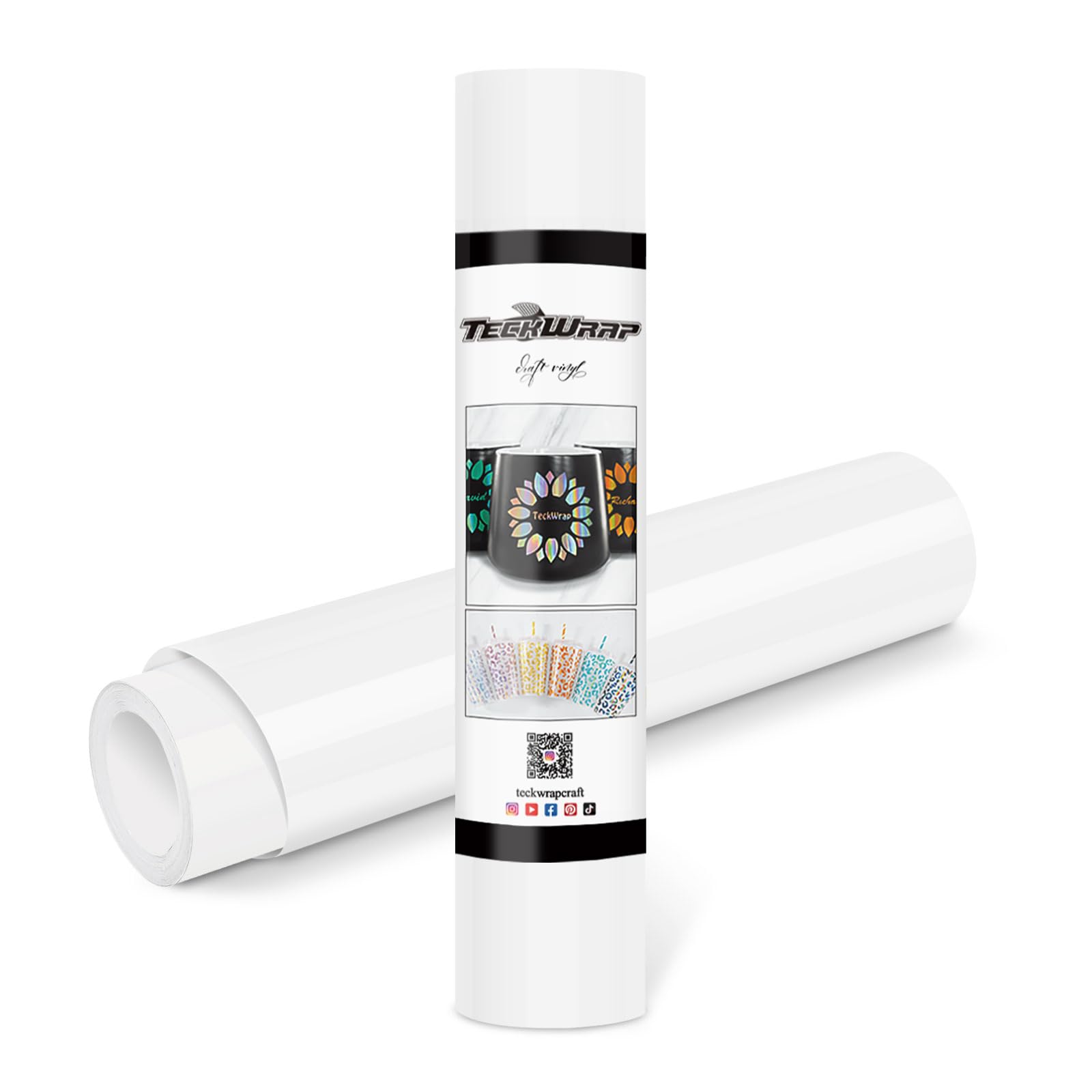 TECKWRAP Permanent Adhesive Vinyl 12" x 10ft, Glossy White