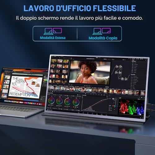 COOLHOOD Portable Monitor, 18.5 Inch 120Hz Portable IPS Screen 1080P HDR, Portable Monitor with VESA Mini HDMI/USB C for Laptop, Phone, Mac, PS5