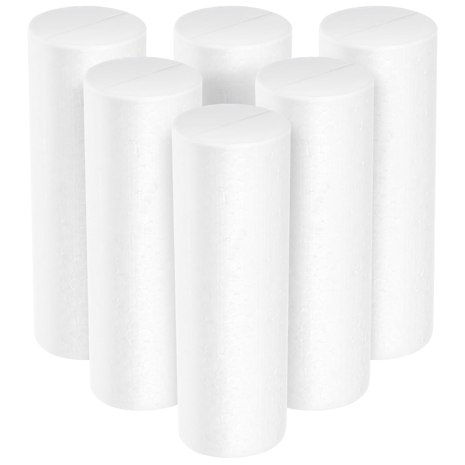 PATKAW 6pcs Foam Cylinders for Modeling Polystyrene Cylinders Floral Arrangements White Foam Rods Foam Tube for Modeling DIY Crafts and Arts Supplies