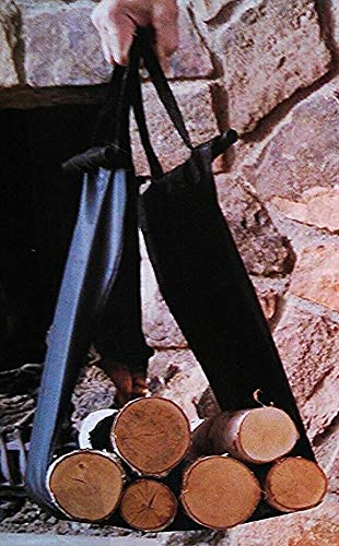 Vintage Decor by DWD ® 2 Tier Black Metal Outdoor Indoor Log Rack with Fireplace Accessories (4 Tools) I Log Holder with Canvas Carrier Bag (Canvas Log Carrier Bag only)