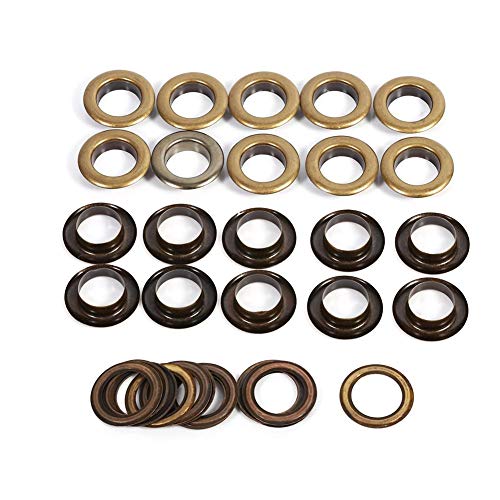 FTVOGUE Grommet Kit Antique Brass Bronze Black Gold Round Eyelet Grommets for Clothing Leathercraft Canvas Banners (17mm 20sets)