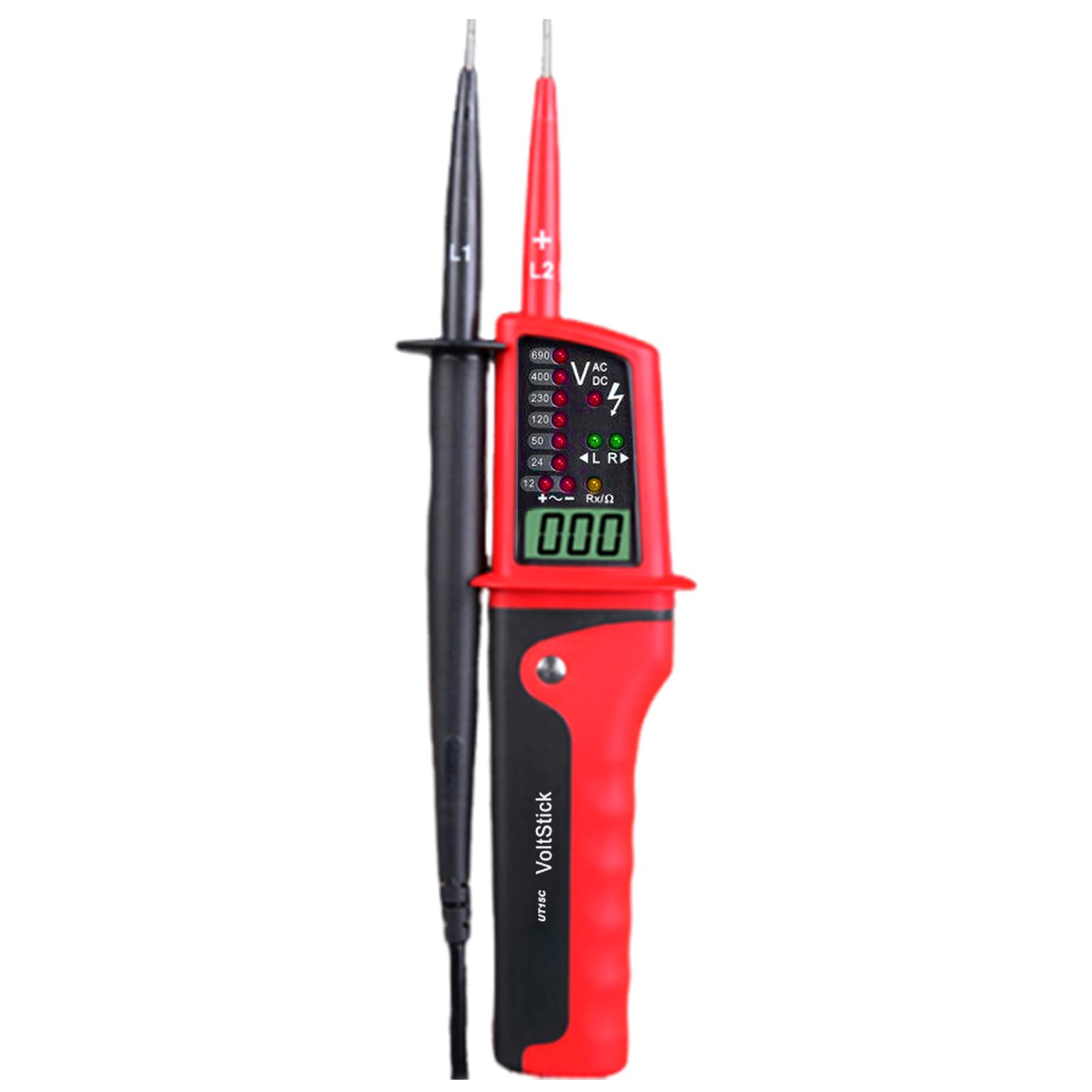 Jadeshay Voltage Tester,12V-690V AC DC Waterproof Digital Voltage Meter Phase Rotation Voltage Tester LCD Display Electric Circuit Testing Multimeter Pen with Auto Range Continuity Polarity Test