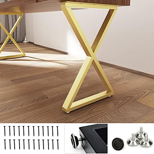 Metal Gold Desk Legs 28''H Furniture Legs,Dining Table Legs,Metal Legs for Table Desk, Office
