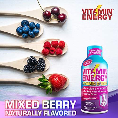 Vitamin Energy Vitamin D 100 Energy Drink Shots, Mixed Berry Flavored