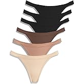 TIICHOO Period Thong Light Absorbency Period Underwear Lace Leakproof Underwear for Women 6 Pack(Medium, Deep Taupe/Sand/Khaki/3 Black)
