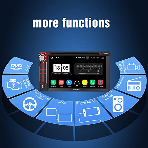 PUMPKIN Android 8.0 Car Stereo Double Din DVD Player 4GB RAM with Navigation, WiFi, Support Android Auto, Fastboot, Backup Camera, USB SD, AUX, 6.2 Inch Touch Screen