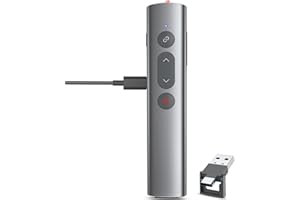 UBUYONE Wireless Presentation Clicker PowerPoint Remote: USB C A Presenter PPT Power Point Google Slide Advancer with Laser Pointer Smart Board Clicker for Computer Laptop Mac Projector Office Classroom
