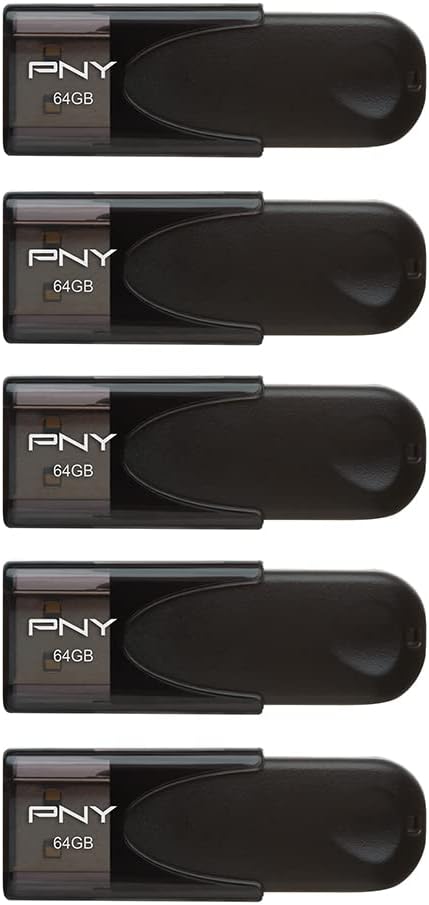 PNY 64GB Attaché 4 USB 2.0 Flash Drive 5-Pack Storage for PC Mac