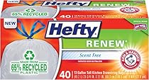 Hefty Renew Recycled Plastic Tall Kitchen Drawstring Trash Bags (13 Gallon, 40 Count)