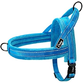 Didog Soft Flannel Padded Dog Vest Harness, Escape Proof/Quick Fit Reflective Dog Strap Harness,Easy for Training Walking,Blue S Size