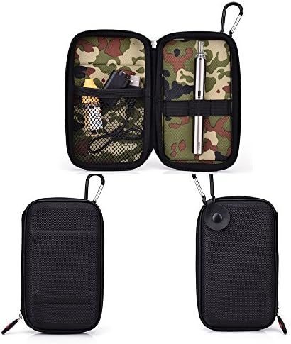Electronic Cigarette Case - Compatible with - SMOKTech e-Juice - e - Smoking Liquid / Semi-hard Shell (Black Nylon) &amp; Karabiner-Styled Hook for Keys + NextDia Cable Wrap