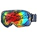OutdoorMaster Kids Ski Goggles - Helmet Compatible Snow Goggles for Boys & Girls with 100% UV Protection (Orange Pattern Frame + VLT 14% Colourful Lens)